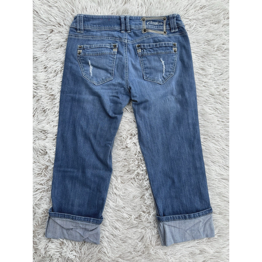 Womens CANDIES Size Jr 9/Wmns 8 Y2K Cuffed Capri Jeans Low Rise 21” Inseam